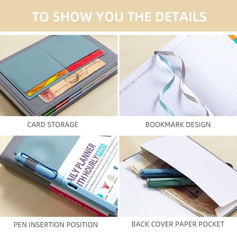 A5 Weekly Plan Monthly Plan With Lattice Grid Self-Binding Notebook Planner Office Atationery With Gold Stamping Stickers