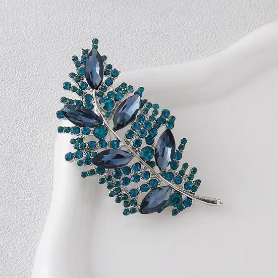 Brooch Pin Imitation Crystal Inlaid Leaf Design Pin-Type Collar Fixer Embellishment Shirts Cardigans Coats Suits Badge