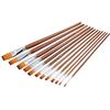 13Pcs Nylon Hair Watercolor Oil Painting Flat Brush Set Wooden Handle Professional Art Supplies