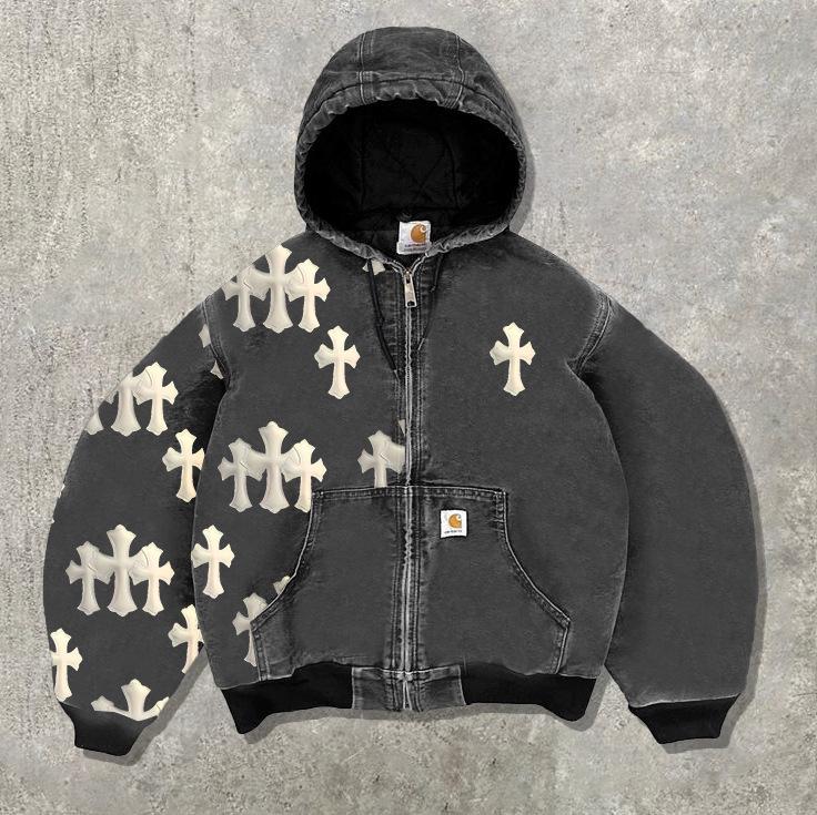 European and American Trend Men's Printed Hooded Sweatshirt Pullover