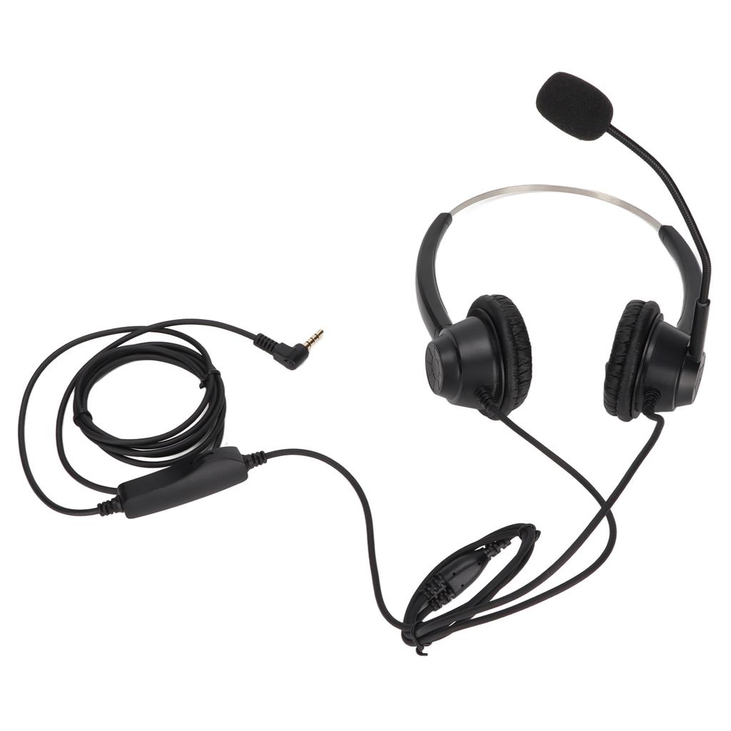 H360D‑3.5‑MV Binauraler Kundenservice-Headset Schwarz Verstellbares Telefon-Headset für 3,5-mm-Kopfhöreranschluss