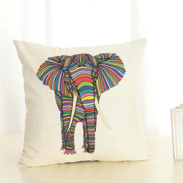 Creative Cartoon Elephant Cushion Cover Cotton Linen Elephant Printing Pillow Case For Sofa Home Decoration Almohada Zt89