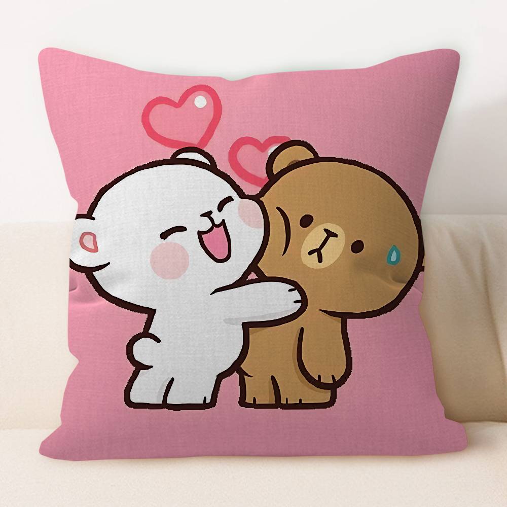 M-Молоко и Мокка Мультяшная Подушка Подарок Домашний Офис Декоративная Подушка Спальня Диван Автомобильная Подушка Наволочка 12x12Inch