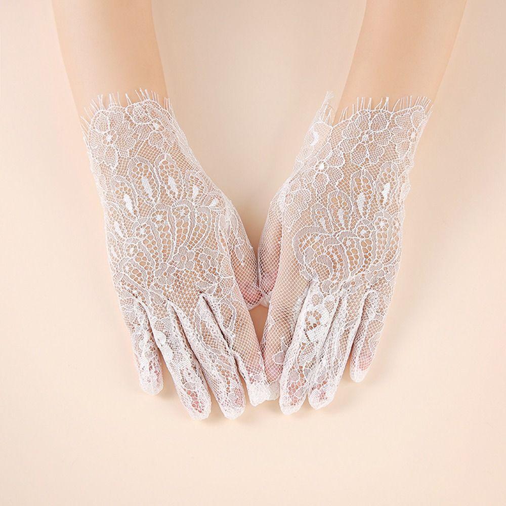 1Pairs Breathable Women Lace Gloves Mesh Bridal Gown Mittens New Dance Gloves Clothing Accessories