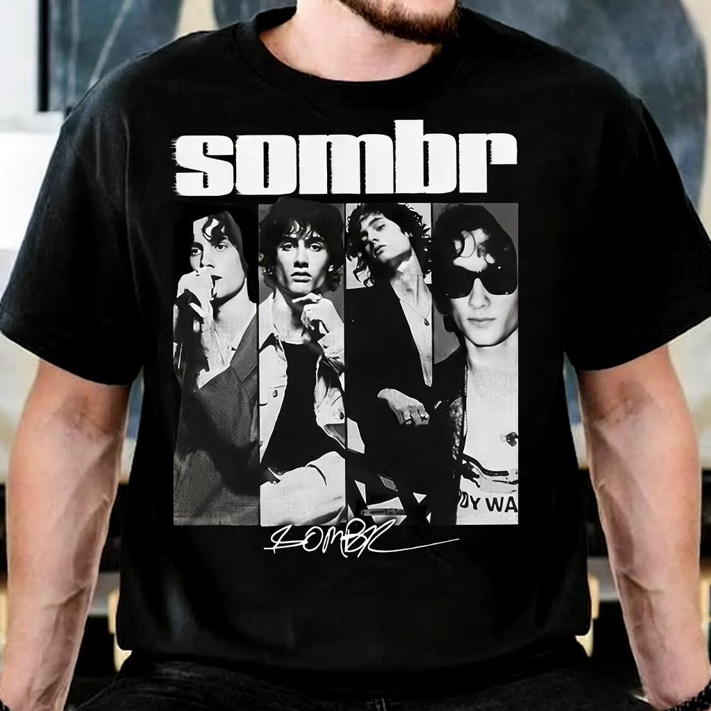 Sombr Portrait Graphics 100%cotton Unisex Shirt 2026 Tour O-neck Men's Y2k Hip Hop Short Slee