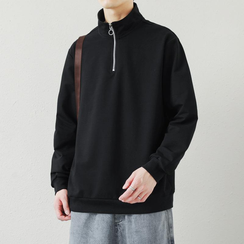 Men's Sweatshirt Autumn New Loose Long-sleeved POLO Korean Style Trendy Sports and Leisure Stand-up Collar Pullover Bottoming Shirt