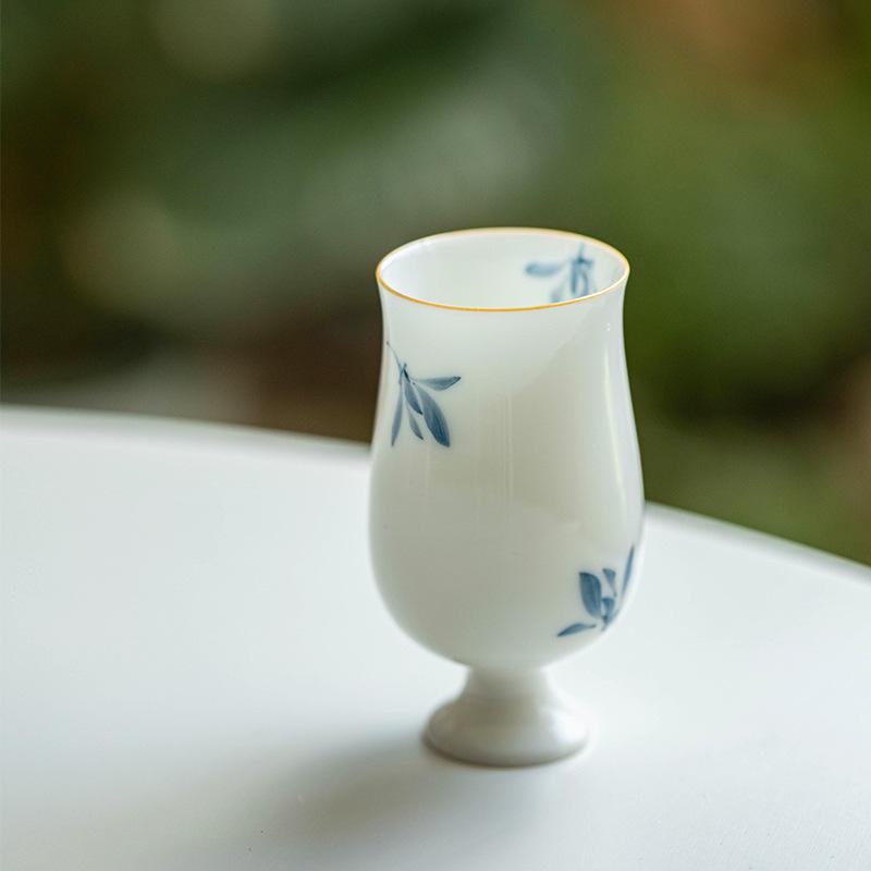 Pure hand-painted Phalaenopsis Ercai cover bowl retro underglaze color household ceramic Kung Fu tea set tea bowl teapot teacup