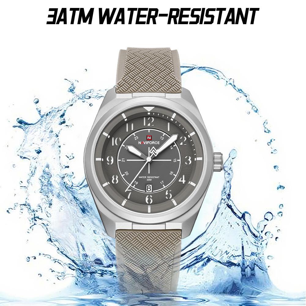 Naviforce Original Men Quartz Watch Lightweight Slicone Strap Calendar Waterproof 3ATM Round Watchcase Casual Fashion Men Watch NF9281T
