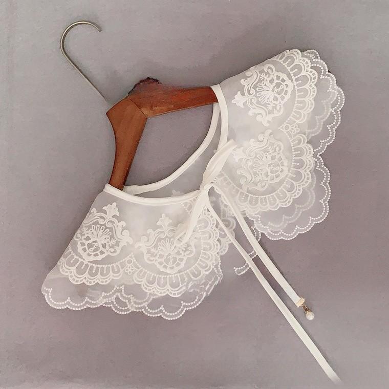 Summer Women Faux Collar With Embroidery And Lace Edging For Dress Decor
