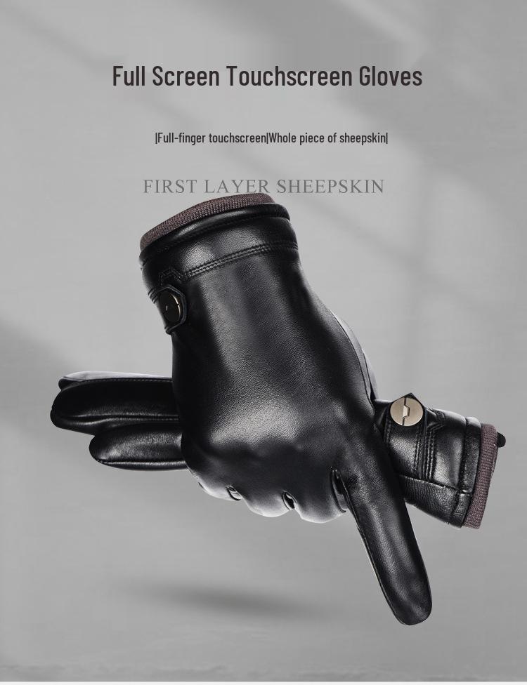 Herren Warm Touchscreen Echtlederhandschuhe für Herbst/Winter – Plus Samt, Dick, Winddicht, Ideal zum Autofahren, Reiten & für Outdoor-Aktivitäten.