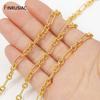 18K Gold Plated Brass Twisted Oval Link Chain,Chunky Hip Hop Punk Link Chain for Jewelry Making Supplies,DIY Jewelry Materials