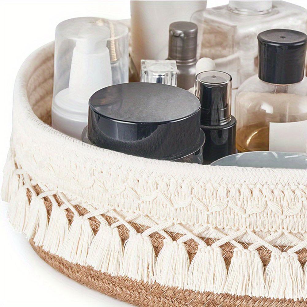 Clutter-Free Solution Cotton Storage Basket Tassel Organizer