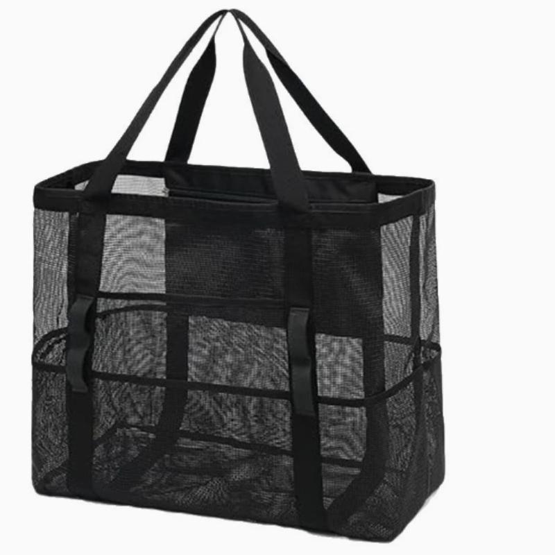 

Mesh Beach Bag, Single Shoulder Handheld Mesh Shower Fitness Swimming Bath Bag Grid Beach Tote Bag, Large Capacity Storage Bag чёрный