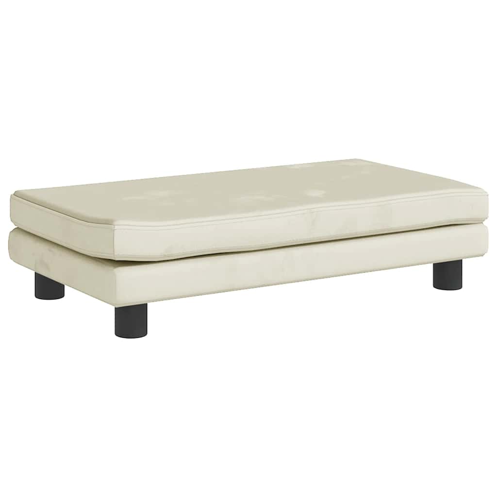Kids Sofa with Footstool Cream 100x50x30 Cm Velvet