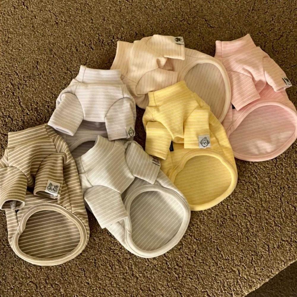 Polyester Puppy Hoodies Stripped Pattern Pet Clothing New Dog T-Shirts Pet Supplies