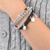 Multiple Strands Silver Plated Bead Bracelet Comfortable Wear Alloy Jewelry For Styles Mixing