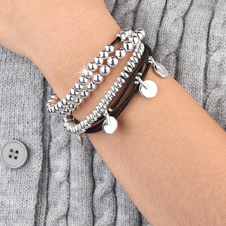 Multiple Strands Silver Plated Bead Bracelet Comfortable Wear Alloy Jewelry For Styles Mixing