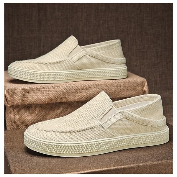 Men's Canvas Sneakers Summer Linen Slip-On Sport Casual Skate Shoes Comfortable Breathable Lightweight Board Shoes For Men