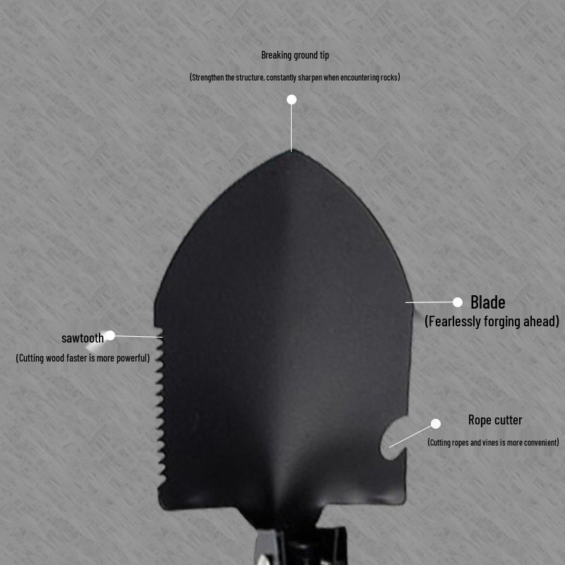Compact Multifunctional Folding Military Shovel for Outdoor, Fishing, and Automotive Use
