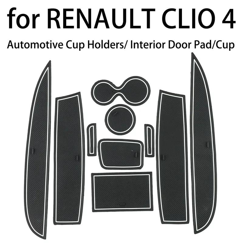 10PCS/SET Car Door Groove Mat Anti-Slip Gate Slot Cup Pad For Clio 4 2013-2018 Waterproof Door Mats Accessories
