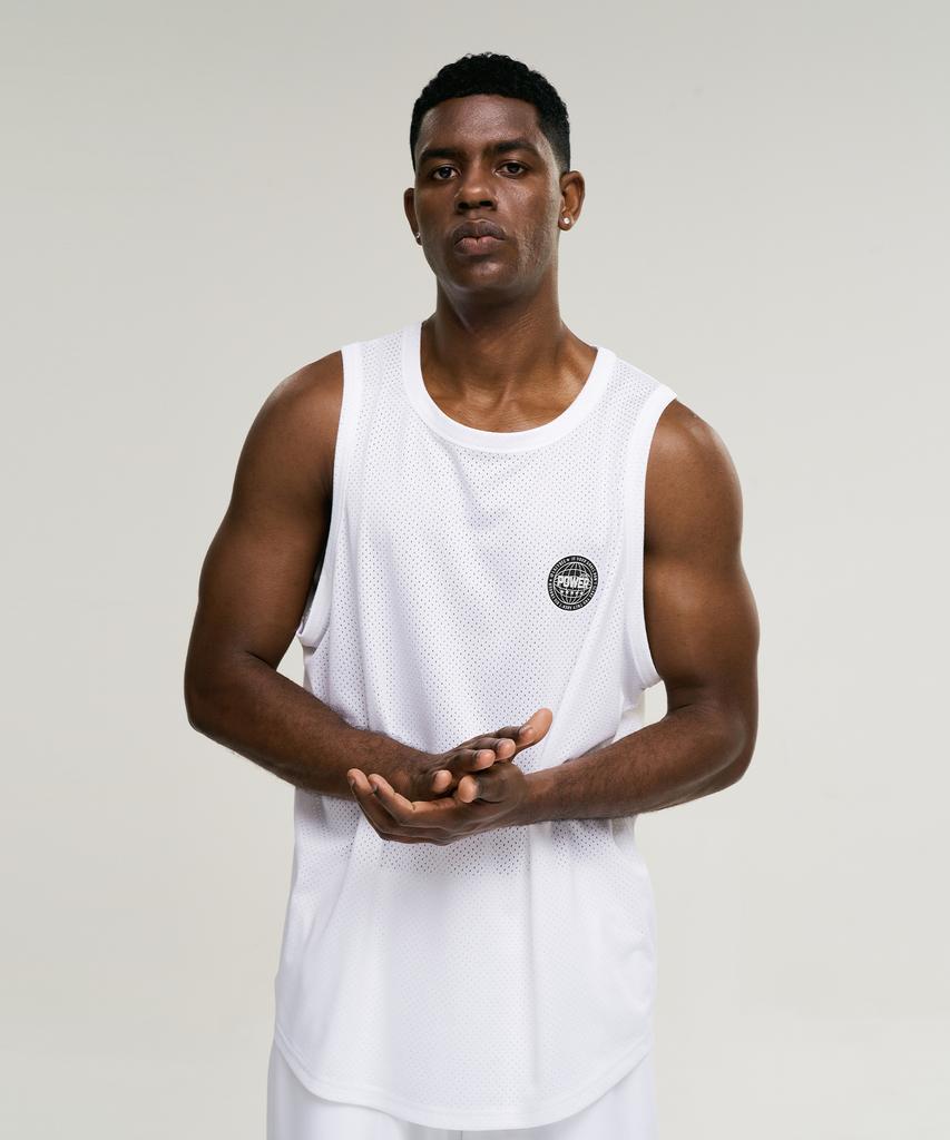 Leijibi Muscle Mesh Jersey Oversized M Sleeveless Tank Top White
