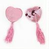 Guillotine Heart Sequin Nipple Pasties with Tassels - Adult Erotic Accessory
