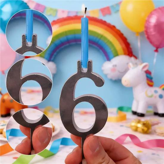 Number Candle Holder Set Reusable Silver Digital Birthday Cake Candle Holder 0-9 Numbered Cake Topper Decoration for Birthday Anniversaries