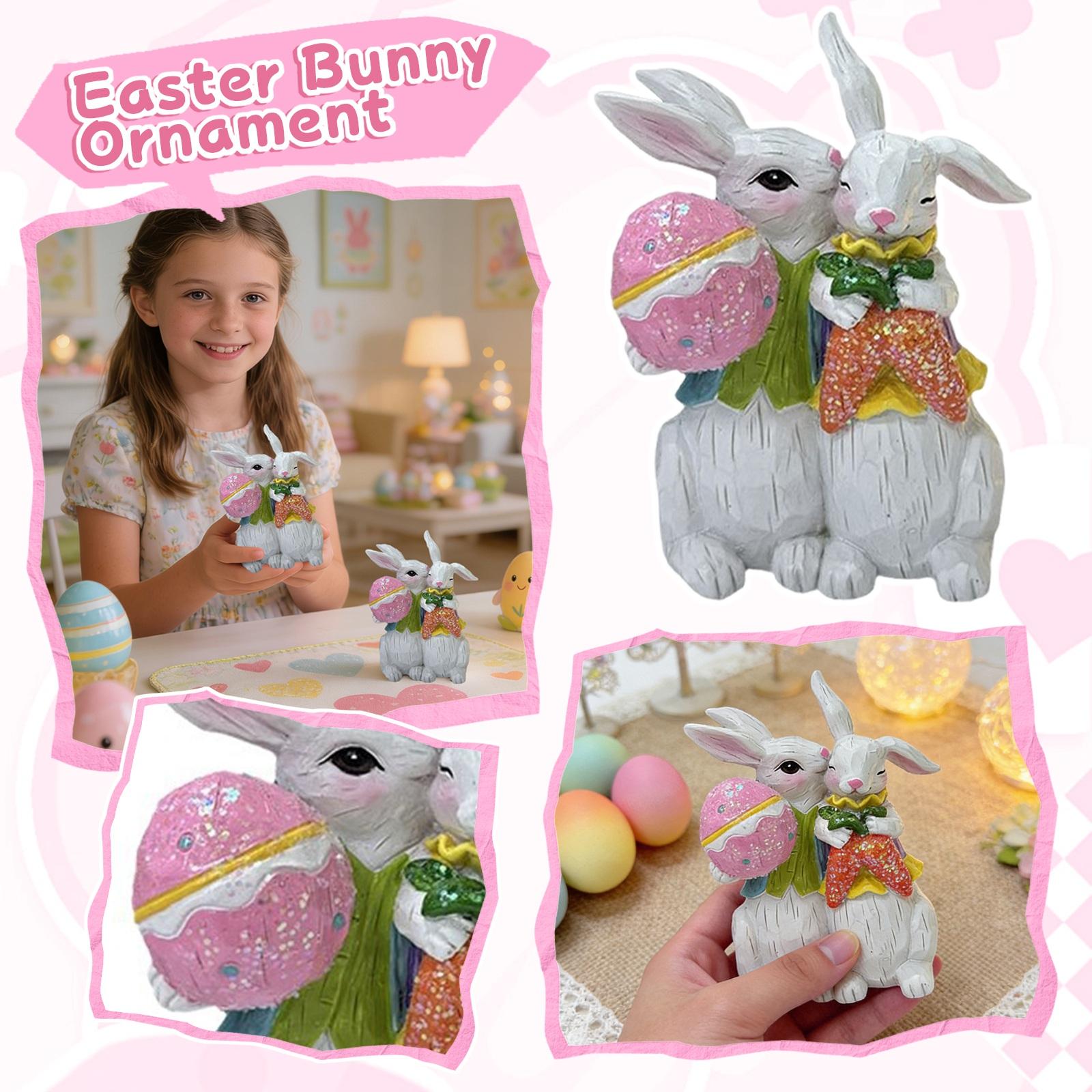 

Easter Egg Radish Couple Bunnies Home Decor Indoor Resin Figurines One Size