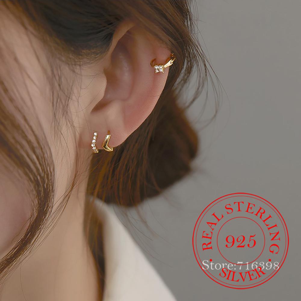 925 Sterling Silver Jewelry Simple Crystal V Style Butterfly Hoop Earrings for Women Wedding Party Jewelry For Girls Friend Gift