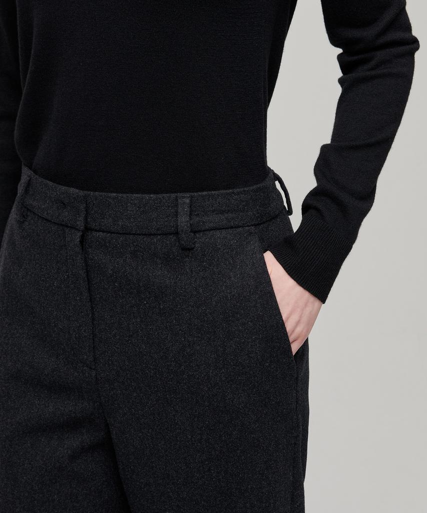 MUSINSA STANDARD WOMAN Women'S Wool Flannel Wide Slacks [Charcoal Gray]