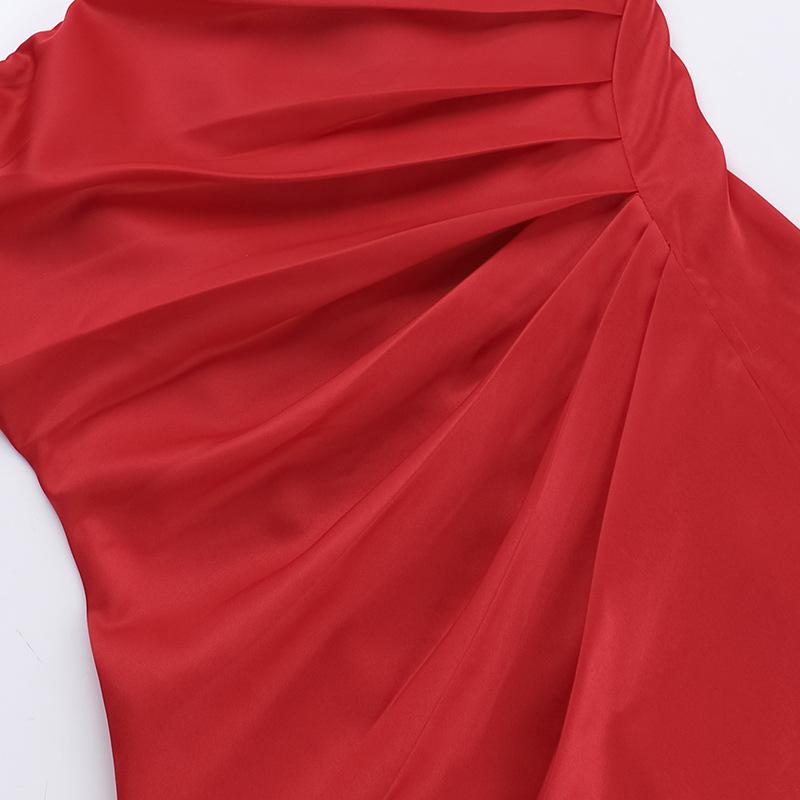 Fall Women's Dress Socialite Style Sexy Slim-fit Satin Top Top Buttock Short Dress