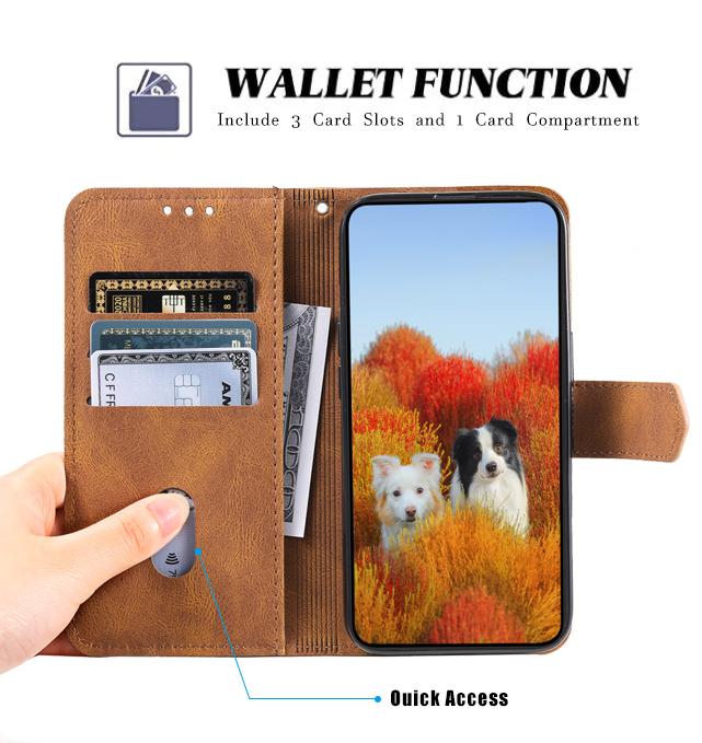 

TTUDRCH Style 004 for Xiaomi 14 Pro Case RFID Blocking Wallet Stand Phone Cover Brown
