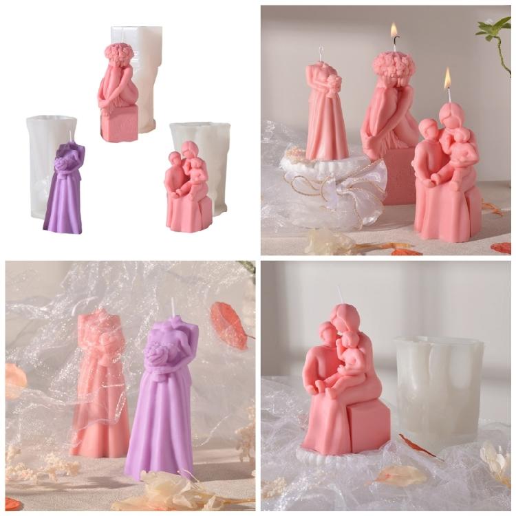 Couples Candle Mold Mother and Kids Candle Silicone Moulds DIY Home Decorations