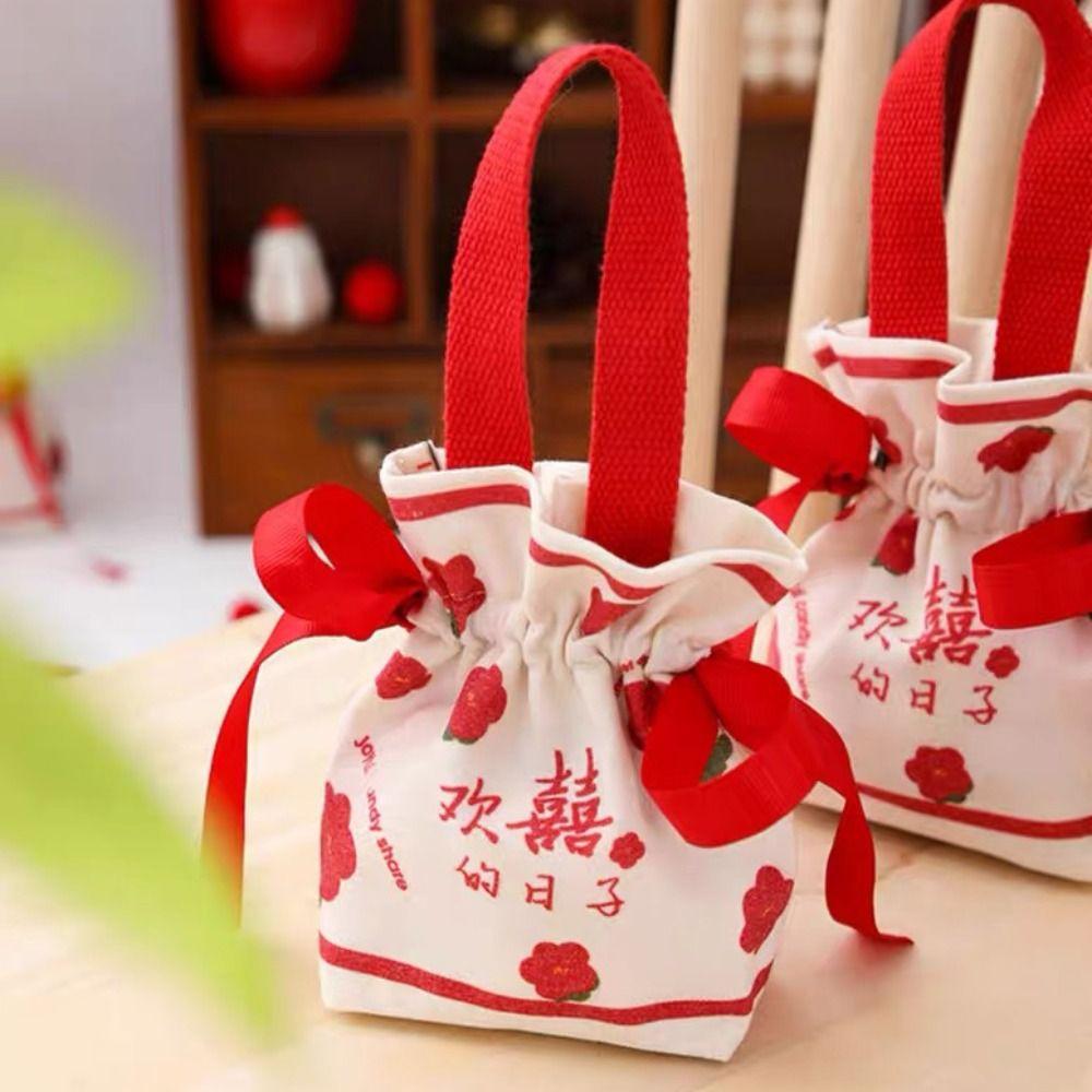 Bowknot New Year Gifts Bag Drawstring Chinese Style Handbag Jewelry Small Wrist Bag  Birthday
