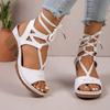 Sandalen Damen Sommer neu Fischmaul dicker Absatz Kreuzriemen High Heel große Größe Sandalen