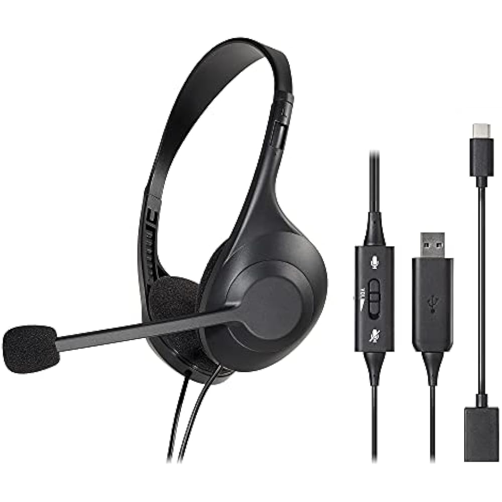 

Audio-Technica Headset USB Wired Noise Cancelling Headphones with Microphone Stereo Lightweight S...