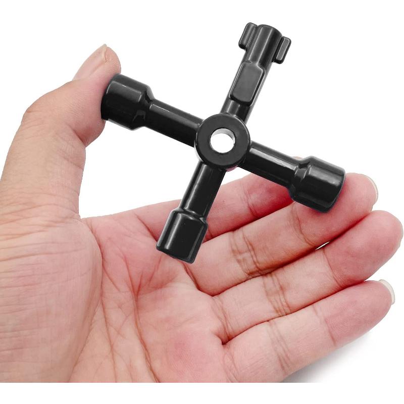 4 in 1 Universal 4-Way Multi-Functional Utility KeyCross Key Stainless Steel for Water Gas Meter Valve Elevator Cabinet