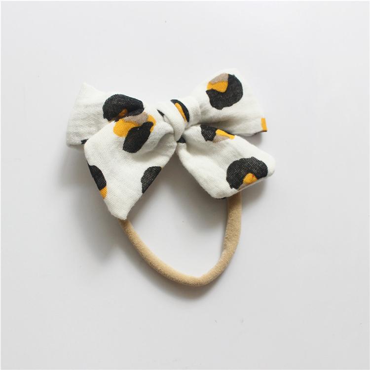 Gauze Bamboo Knotted Bowknot Baby Headbands Plain Color Cotton Muslin Newborn Hair Bows