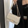 Spring and Autumn New Women's Underarm Bag Woolen Chain Bag Premium Single Shoulder Crossbody Bag Small Square Bag