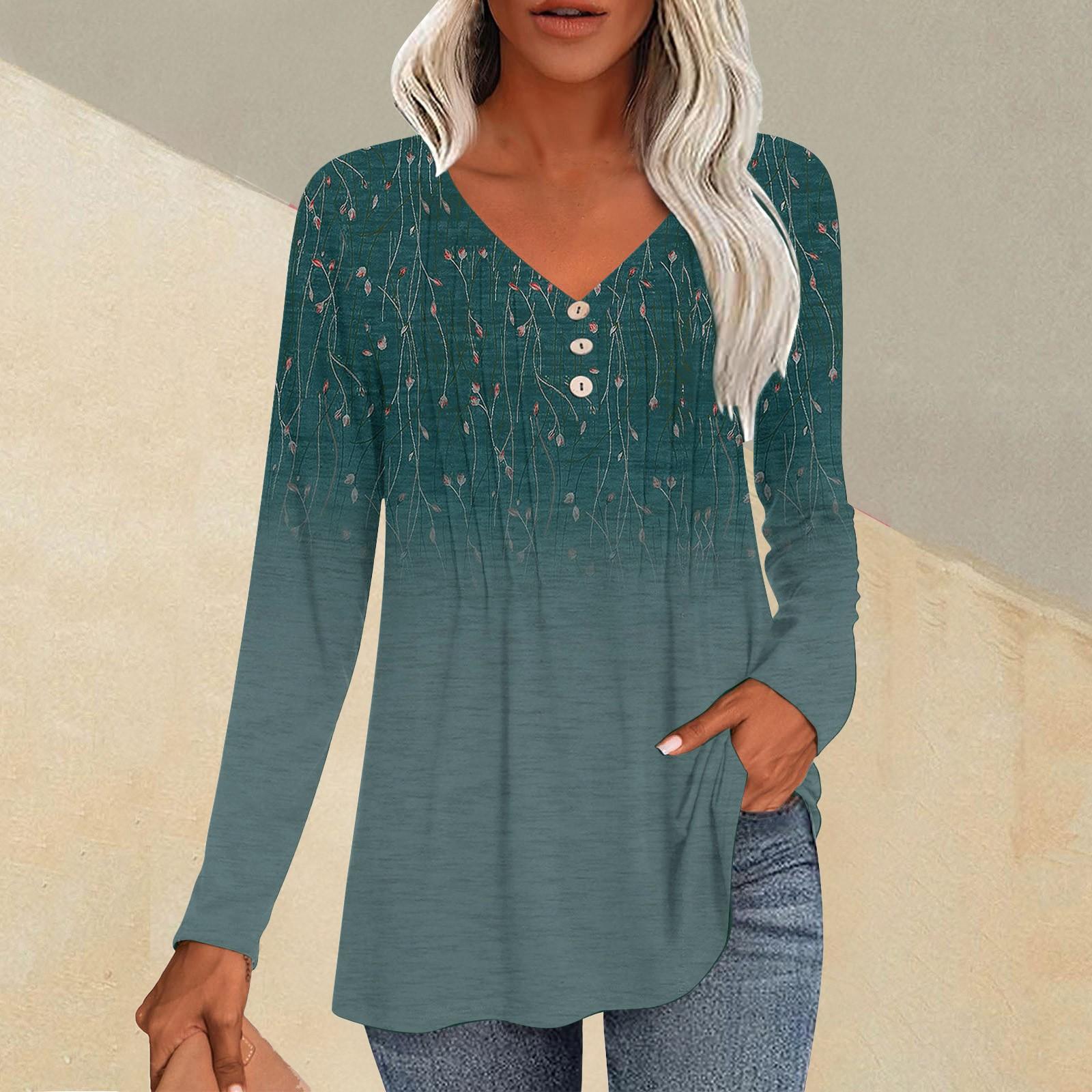 

Женская модная повседневная плиссированная футболка с V-образным вырезом и градиентным принтом с длинным рукавом L чёрный