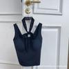 Pure desire square neck sling vest women's chest pad lace streamer neck slim and thin short top