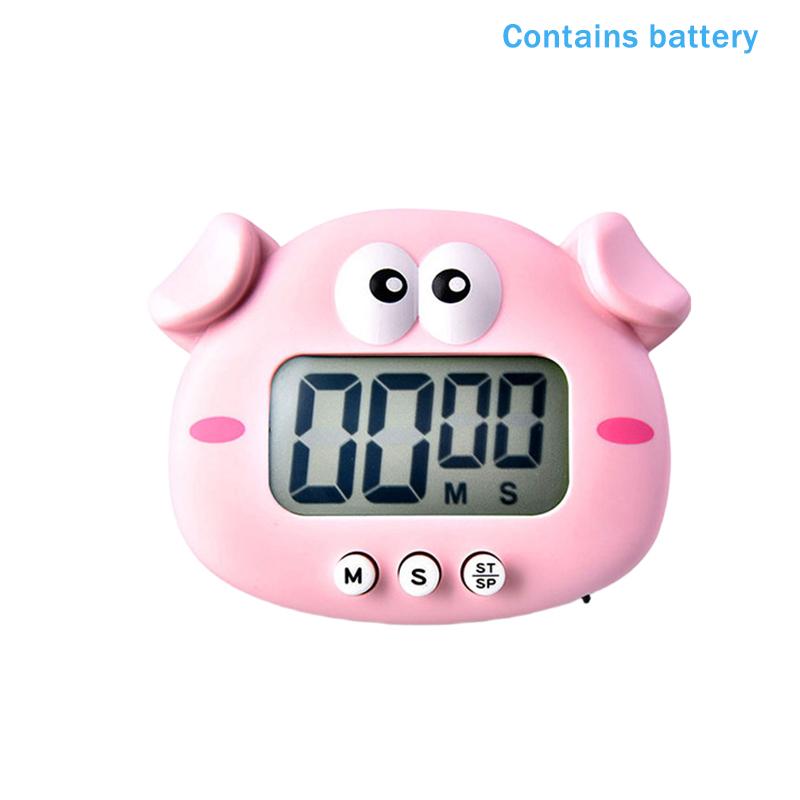 Cute Animal Digital Timer Alarm Clock for Kids 99 Minutes Countdown Use For Kitchen Cooking Homework Study Pig