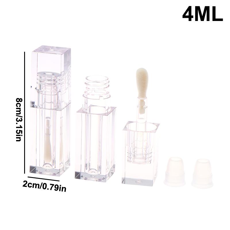 

4/7Ml Transparent Square Lipstick Tube Large Brush Empty Liquid Lip Balm Container Travel Makeup Packaging Sample Bottle Diy 4ml
