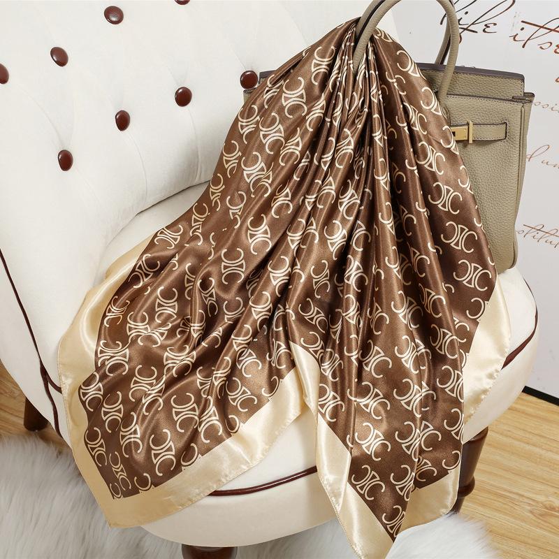 90 Square Scarves, Silk Scarves, Women's New Spring and Summer High-end Sense Versatile, Thin Scarves, Shawls Outside