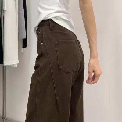 Retro Brown Curve Blade Jeans: Women's Autumn/Winter 2026 Slimming Pear-Shaped Wide Leg Pants