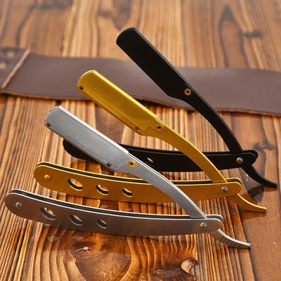 Vintage Stainless Steel Folding Razor for Manual Shaving - Eyebrow and Facial Trimming Holder for Home and Commercial Use