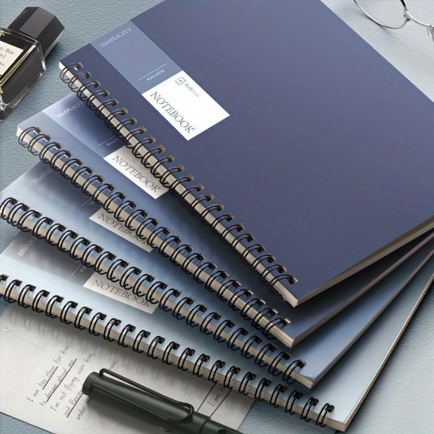 1 Set of 4pcs, 8.1x5.6inches Thickened A5 Coil Notebook, Blue Simple Notepad, Wholesale High-value Loose-leaf Book, Practice Boo