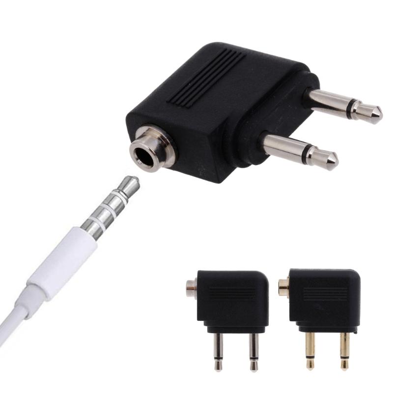 Set of 2pcs Aviation Headphone Adapter 3.5mm Port Aircraft Earphone Socket Conversion Adaptors Portable Converters