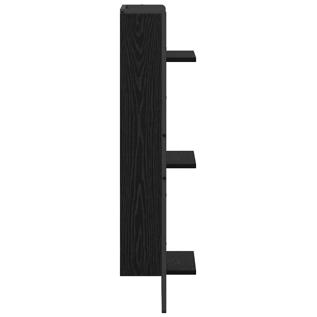 Wall Shelf Black Oak Look 30 x 25 x 100 cm Wood Based Material
