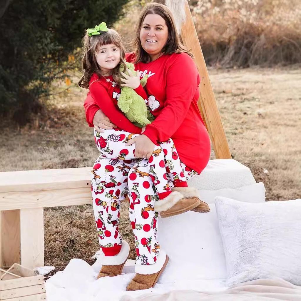 Family Christmas Festival Pajama Set - Long-Sleeved, Round Neck Holiday Design